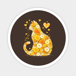 Blooming Cat With Yellow Flowers Magnet